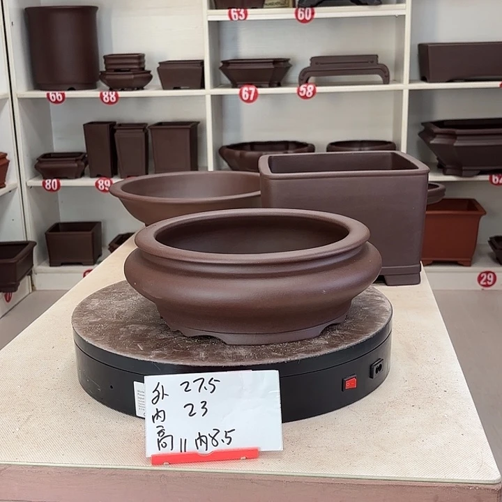 紫砂花盆束口圆盆