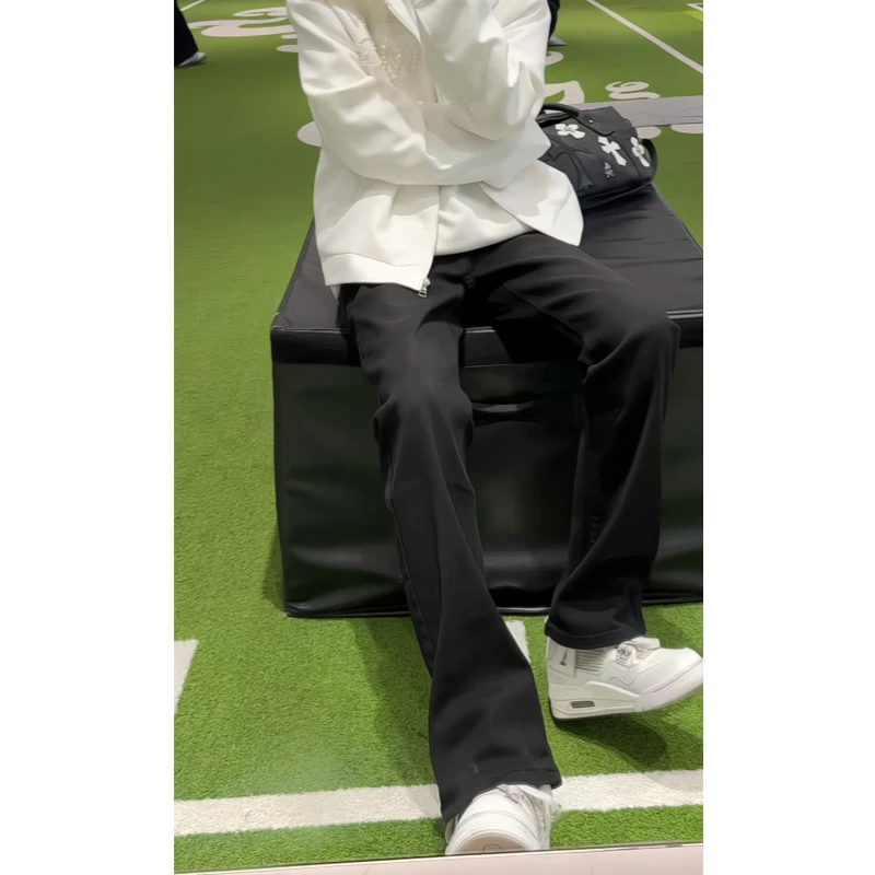 黑色牛仔裤男女同款秋冬季裤子青少年美式高街vibe显瘦直筒微喇裤