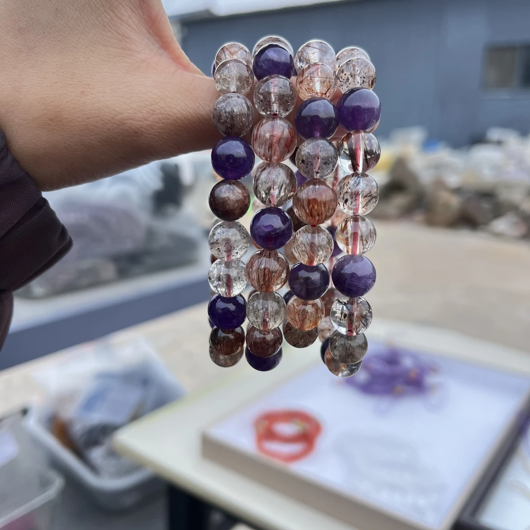 【梵东甄选】A149-天然黑金超七9M水晶手串手链-多样性发其一