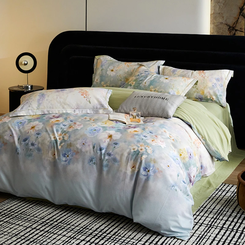 高端全棉磨毛四件套纯棉加厚被套床单现代轻奢床品三件套秋冬2025