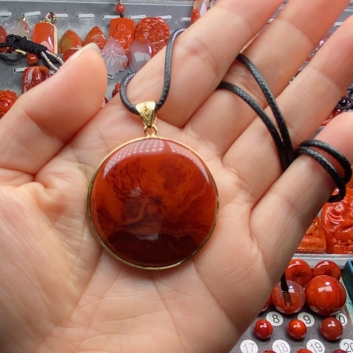 南红玛瑙银S925镀金镶嵌吊坠(不含链)朵*