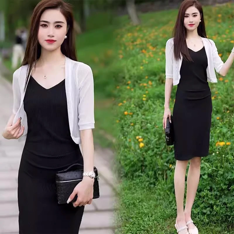 冰丝长袖针织开衫外套女2025夏季新款时尚减龄雪纺衫短款防晒披肩