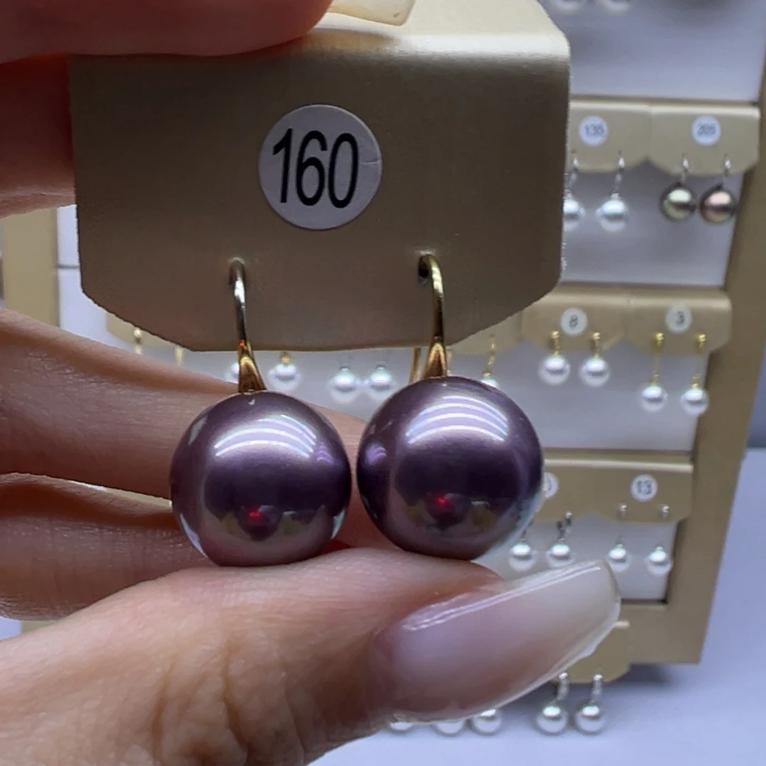 淡水珍珠银S925镶嵌耳饰