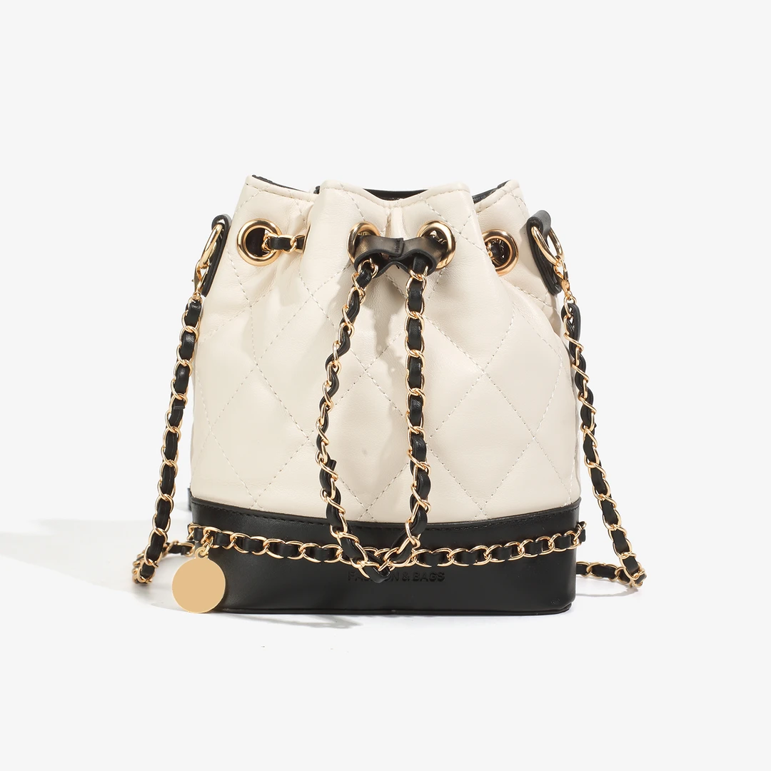 【GLi定制】小香风抽绳菱格包A349