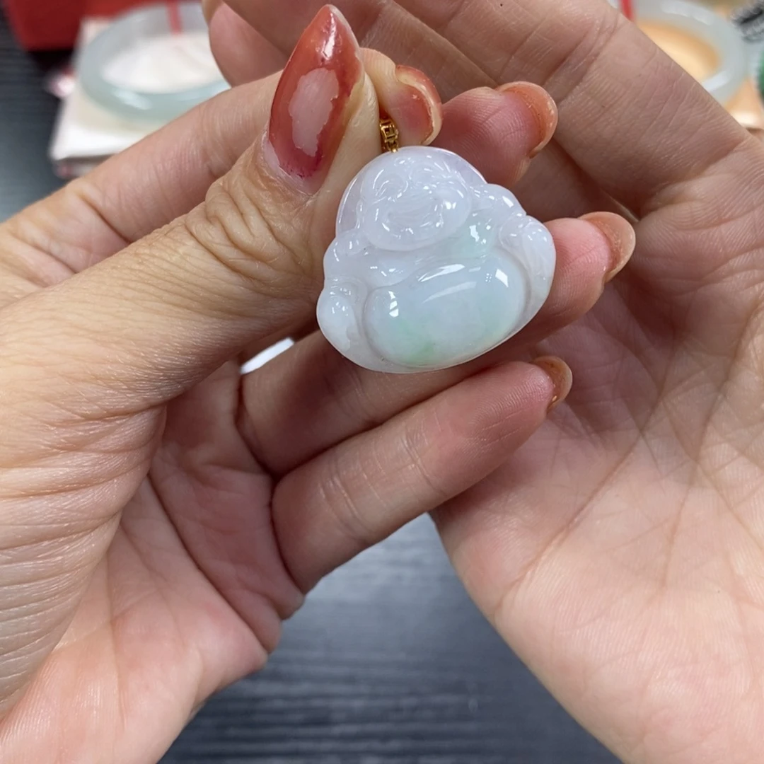 翡翠颈饰18K金镶嵌天然翡翠