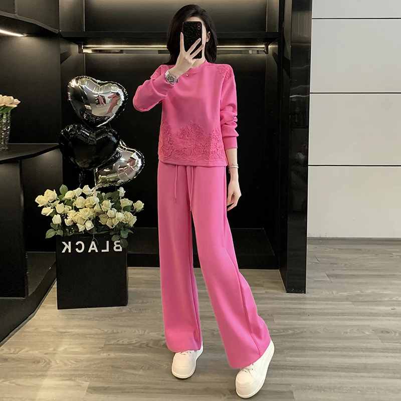 多巴胺休闲运动套装女秋季2025新款爆款洋气减龄卫衣阔腿裤两件套