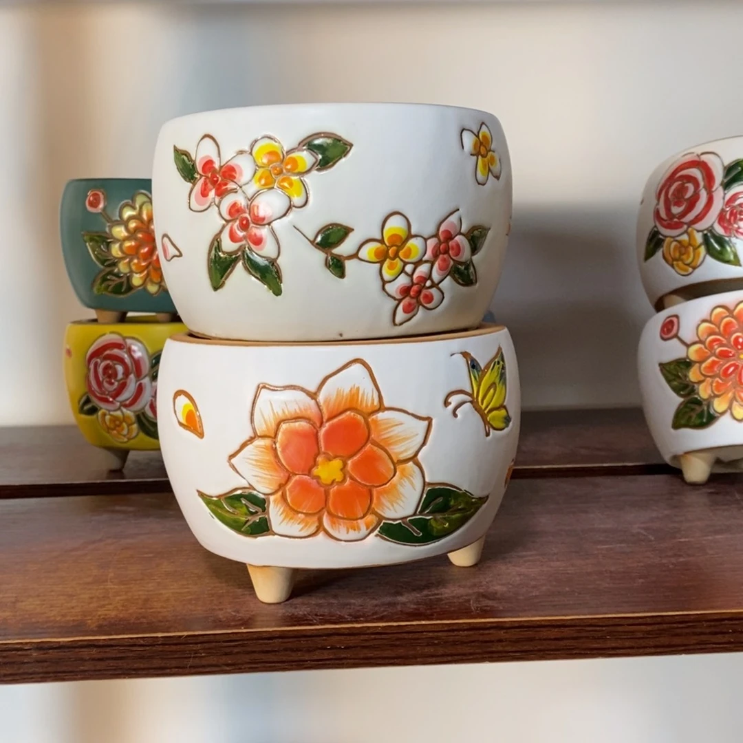 红陶韩式多肉植物花盆