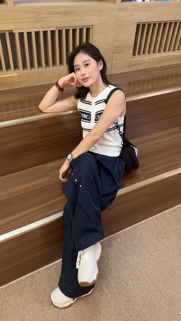 Miss Huo 弯刀裤 B 藏青色  7866