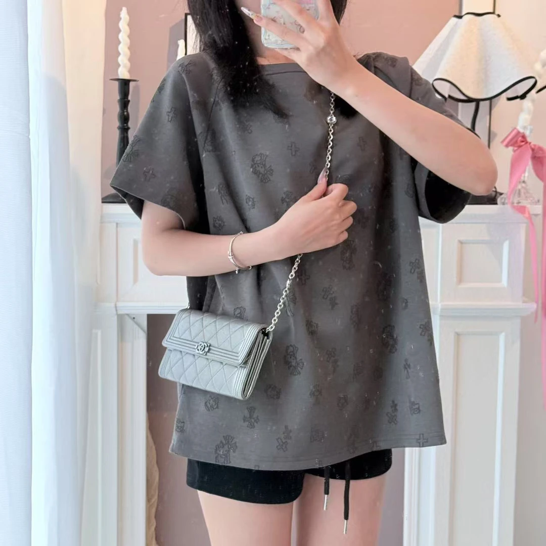 95新 Chanel/香奈儿 chanel银灰色菱格纹钱包