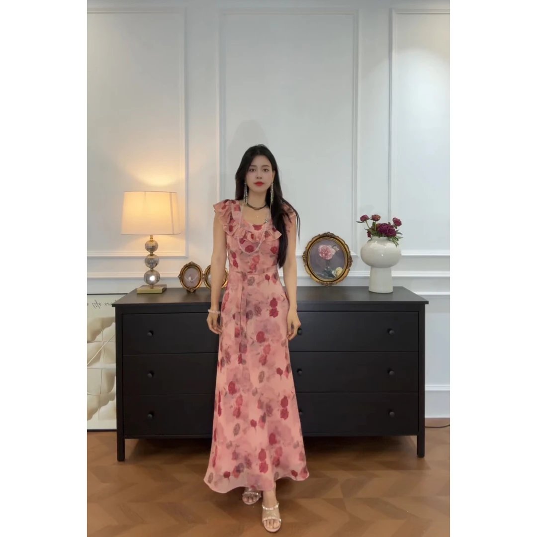 【干枯玫瑰无袖】春款法式玫瑰长款正反两穿女装时尚显瘦轻奢气质