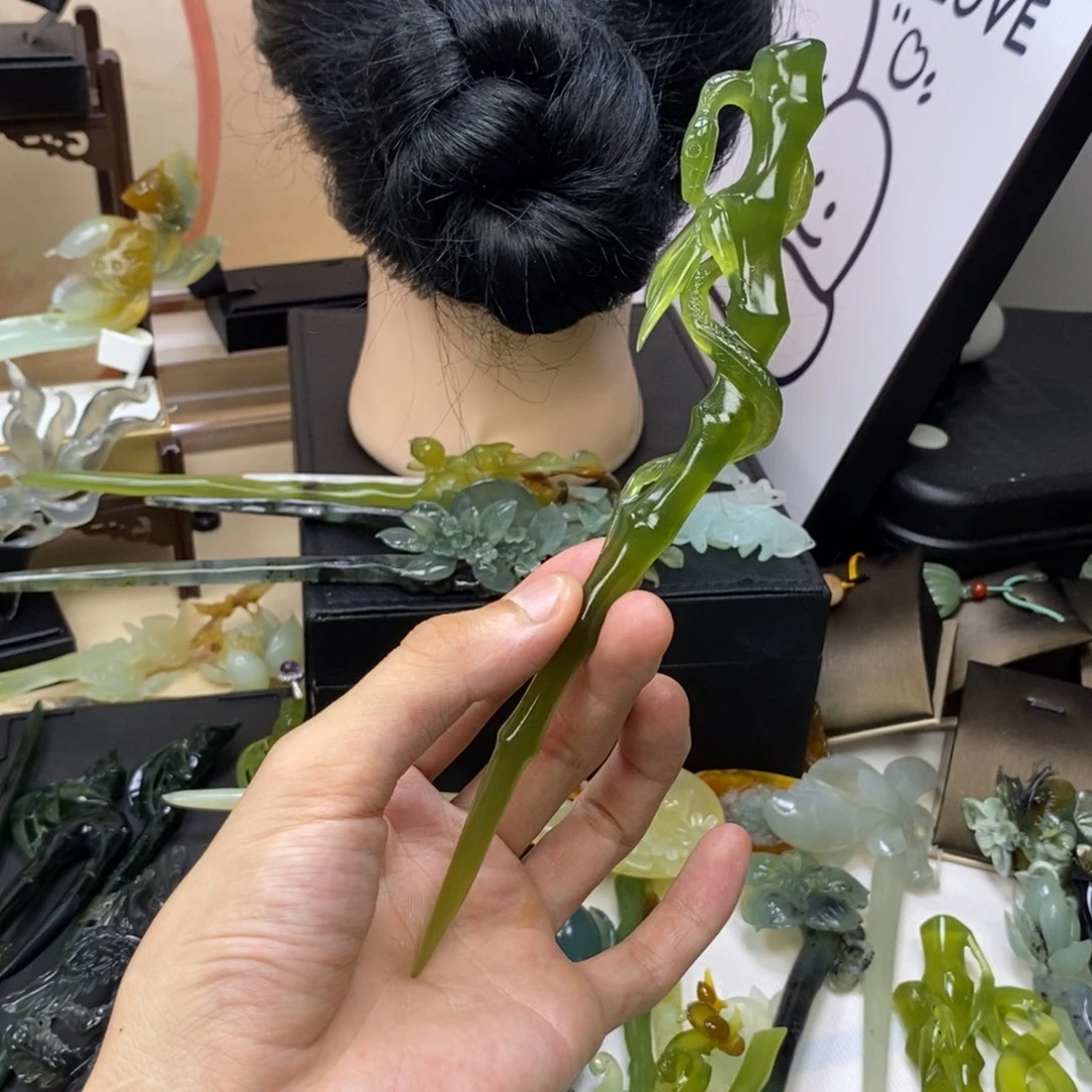 蛇纹石玉合金发饰