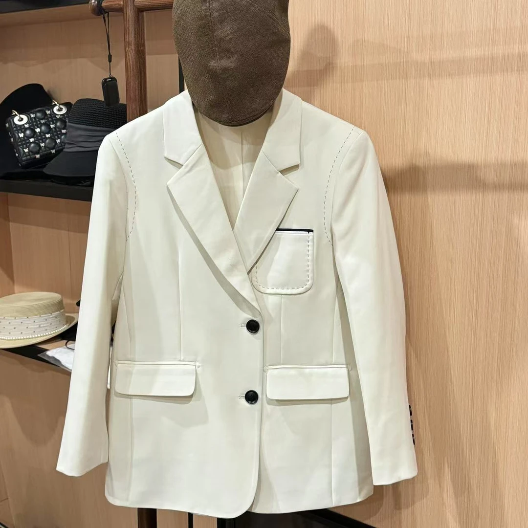 ZM极简风外套长袖职业女设计感胸口口袋西装外套691