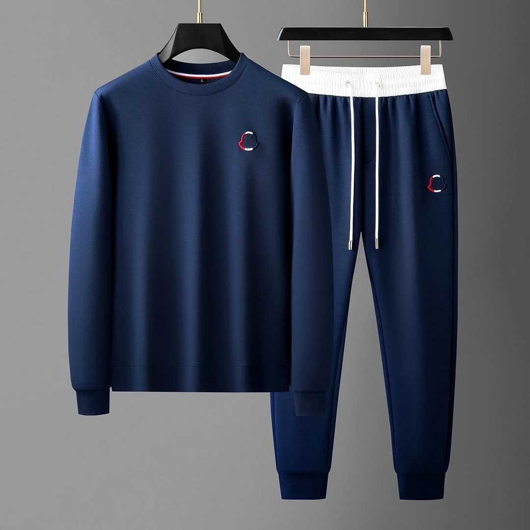 吉伦略索春秋轻奢时尚两件套男士修身圆领卫衣休闲运动长裤套装潮