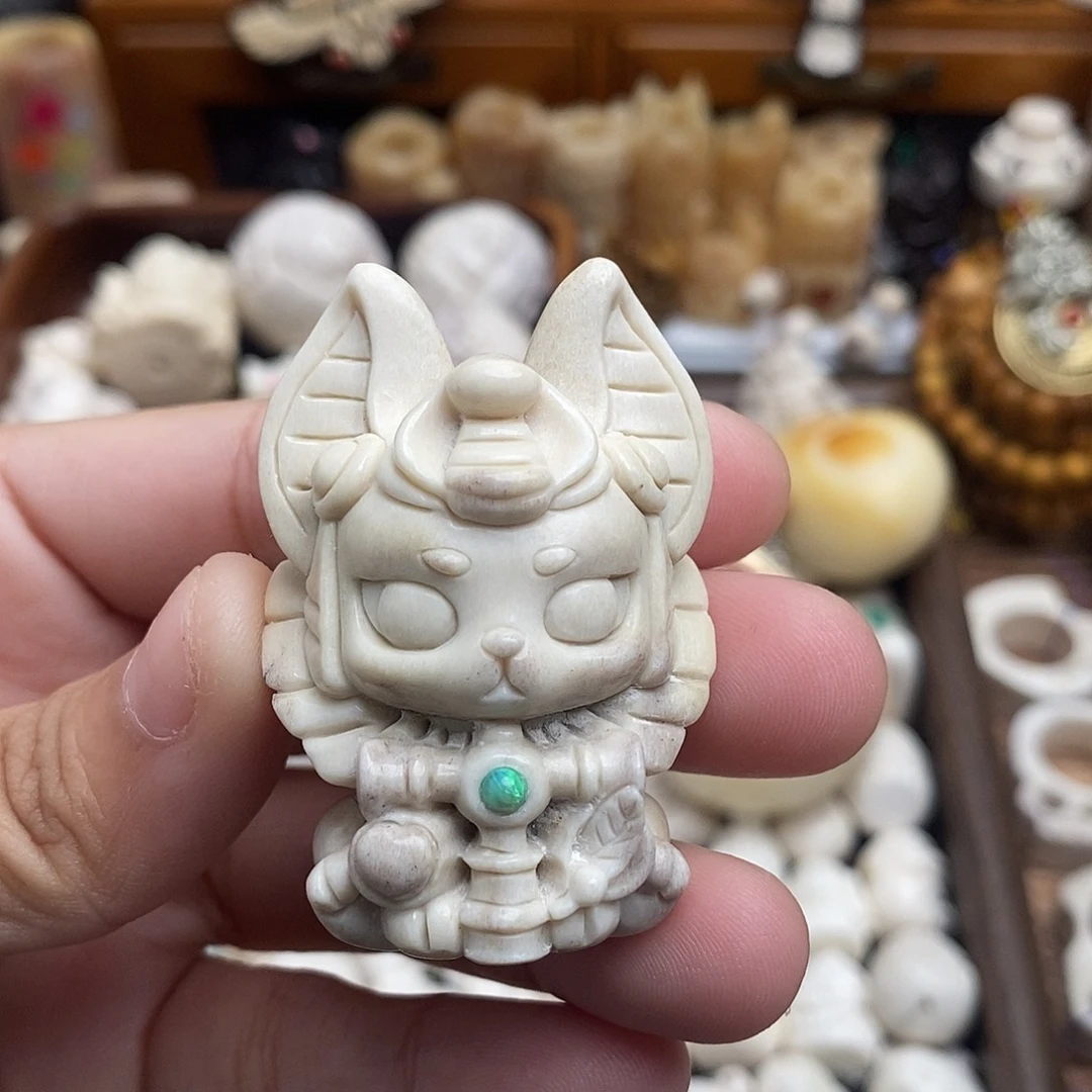 鹿骨把件c9鹿角犬神