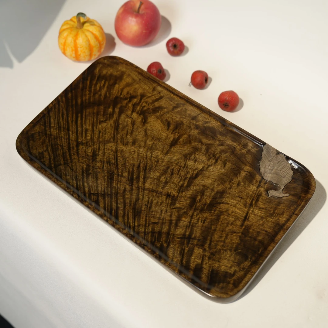 金丝楠古沉绿料水波纹茶盘雅安料干泡盘