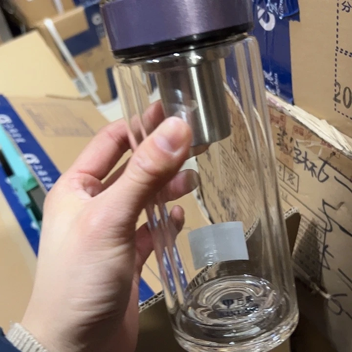 V277-70-340ml双层 紫  杯套玻璃杯