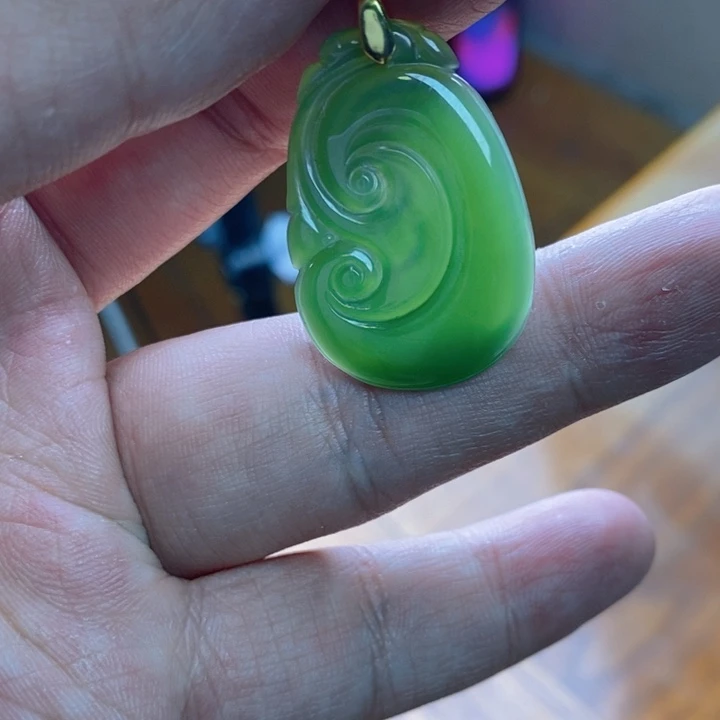 和田玉（碧玉）颈饰银S925镀金镶嵌