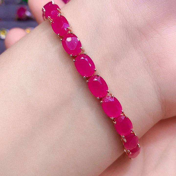 手链红宝石银S925镶嵌