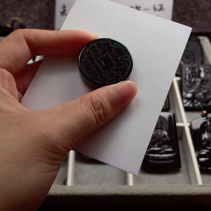 颈饰未镶嵌翡翠天然缅料a货钢琴黑特色题材挂件