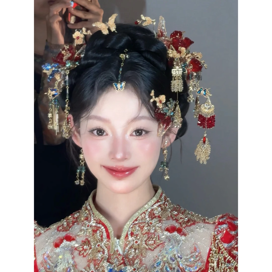 z8325新款红色系秀禾头饰新娘结婚百搭减龄款头饰