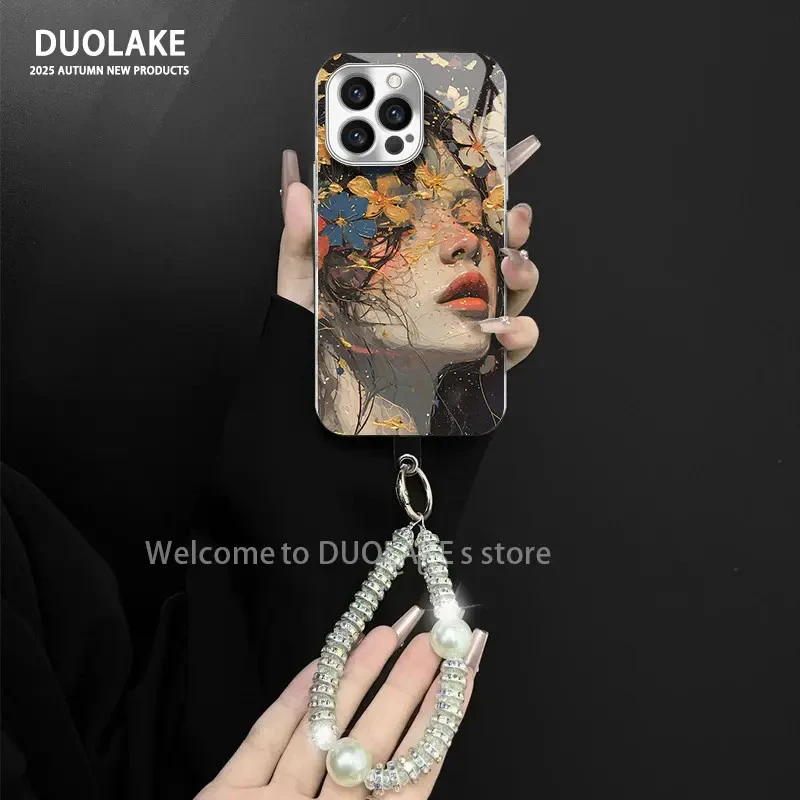 适用于苹果/oppo/华为/vivo/小米繁花似锦电镀玻璃手链防摔手机壳