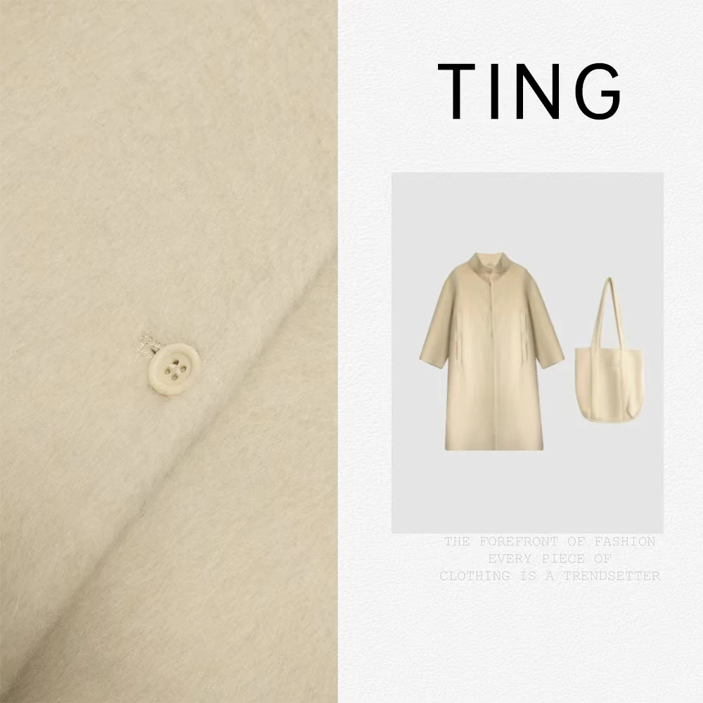 大长款带包包宽松羊毛外套含100羊毛（配可拆卸包包)69072