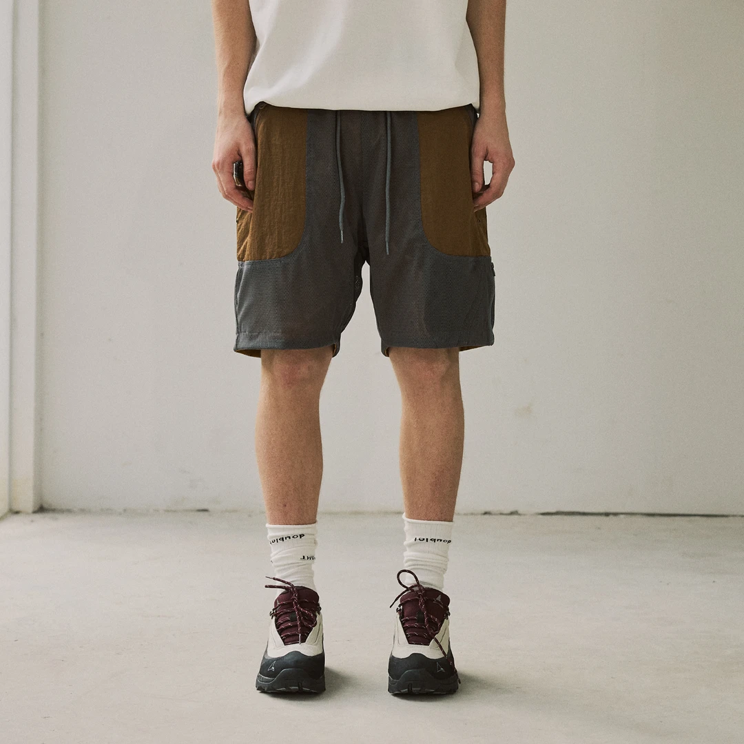 NORYBRAND 24SS城市运动两面穿网面短裤 通勤基础五分裤gropcore