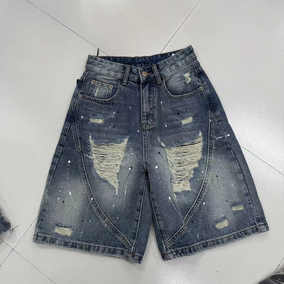EZ9805新款2025胖mm氛围感洋气小个子网红穿搭百搭破洞牛仔短裤子