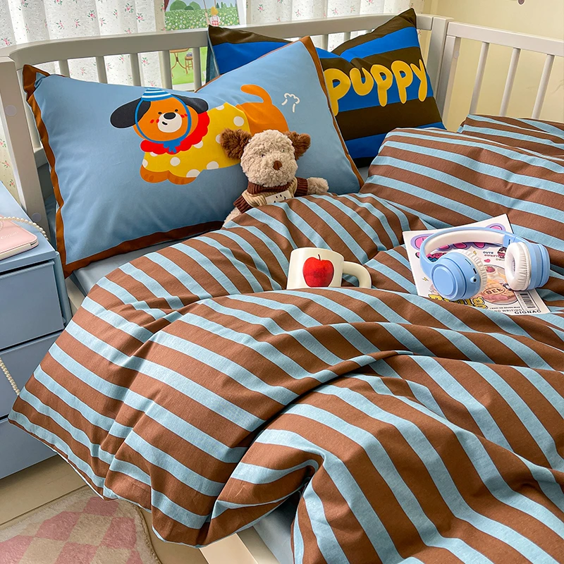 卡通全棉印花床上四件套秋冬可爱风纯棉床单被套床笠款床品三件套