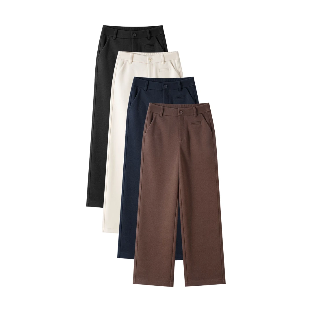 【秋冬绵羊毛】毛呢窄版直筒裤秋冬新款九分加厚