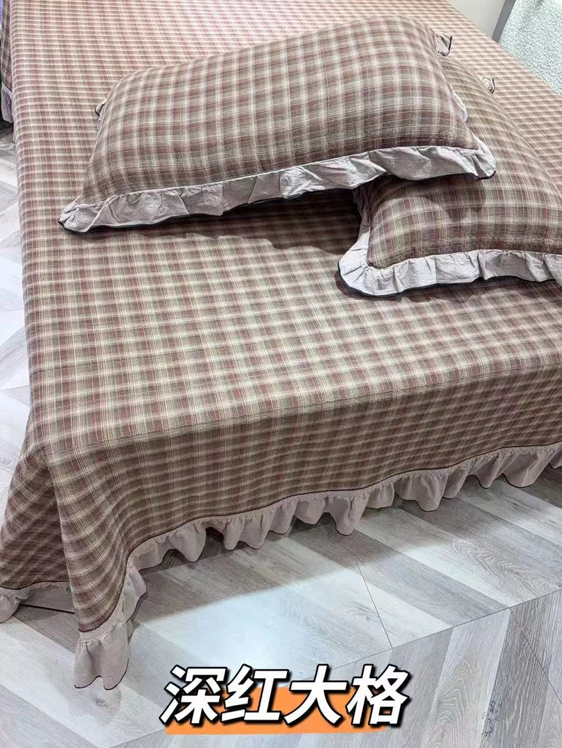 【草莓专属】全棉色织水洗棉公主风床盖三件套2.5*2.5