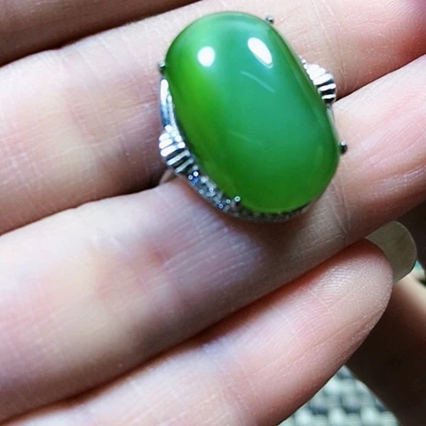 和田玉银S925镶嵌戒指