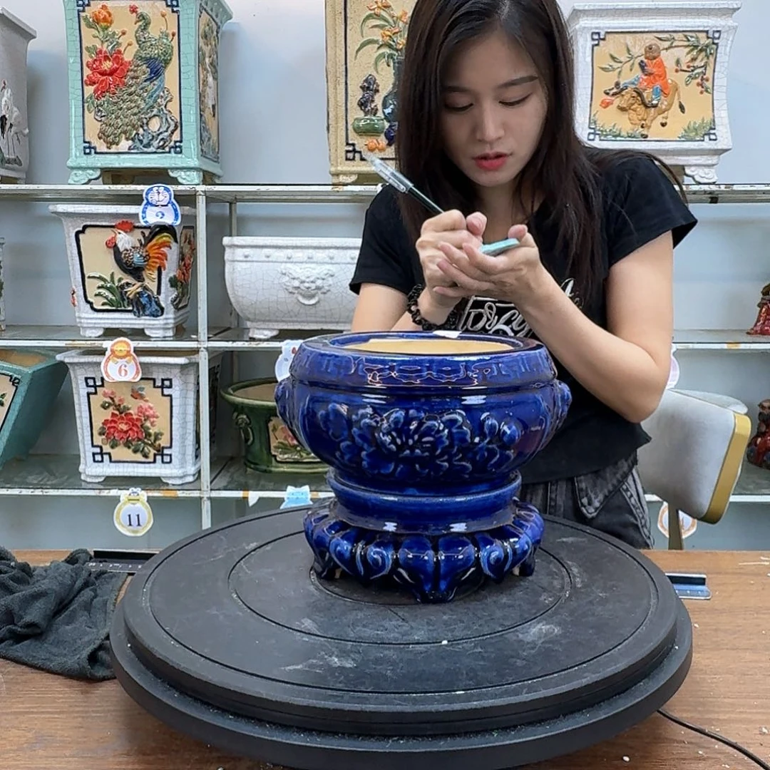 新***路无花朵石湾盆100陶瓷