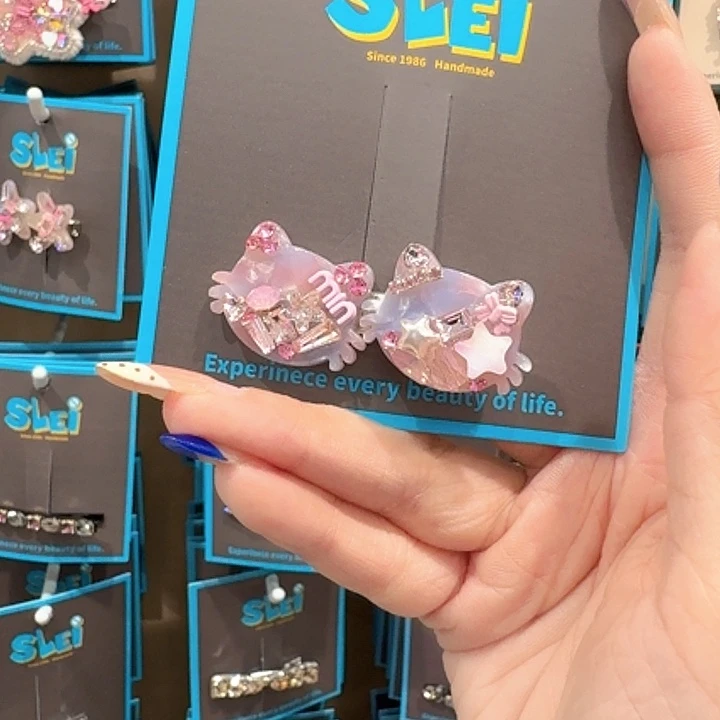 粉色小猫头两个鸭嘴夹