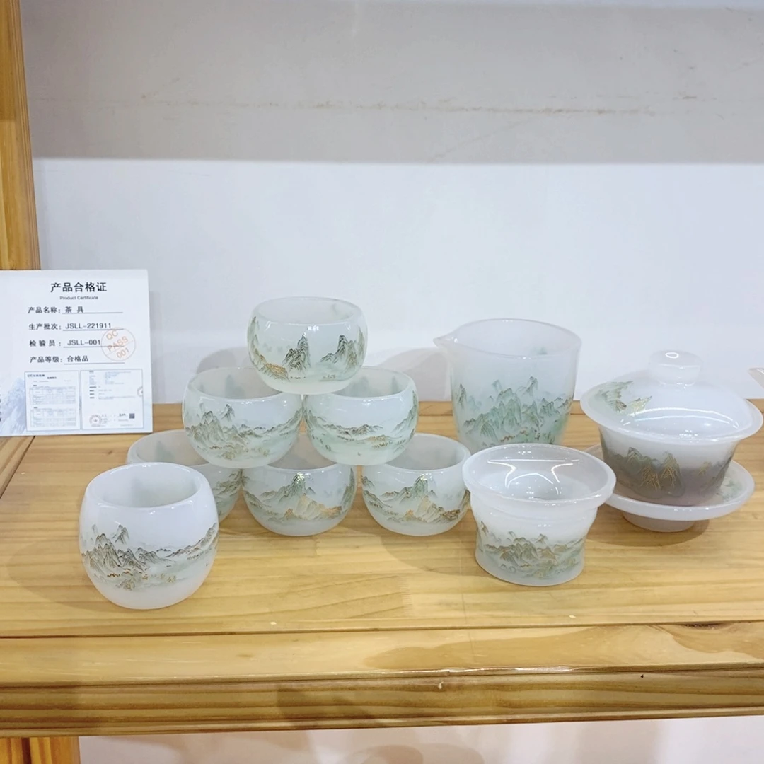 手工艺品琉璃千里江山套装 不带礼盒 主人杯1