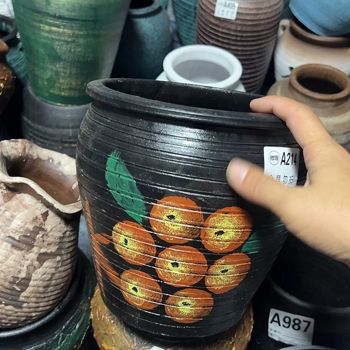 粗陶盆有孔高20口19