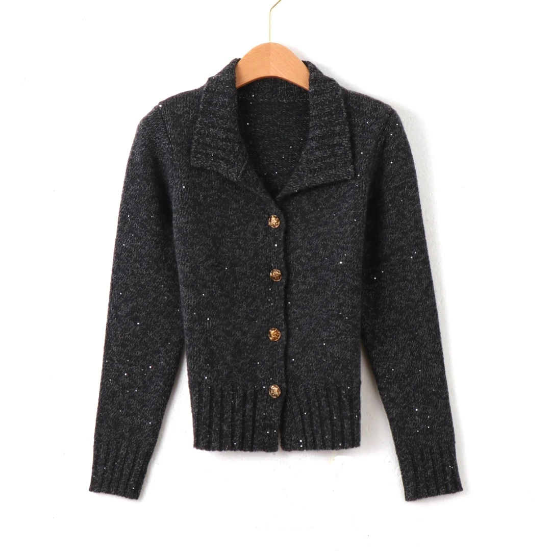 春装女款爆款2025新款翻领洋气穿搭美拉德百搭针织开衫上衣可外穿