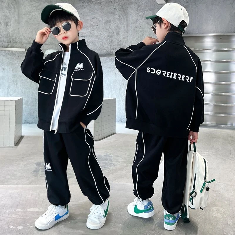 儿童童装男童中大童秋装运动洋气休闲帅气春秋款炸街时髦新款