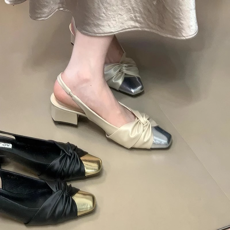 法式网红小香风浅口单鞋女2025春夏新款法式气质百搭方头时装女鞋