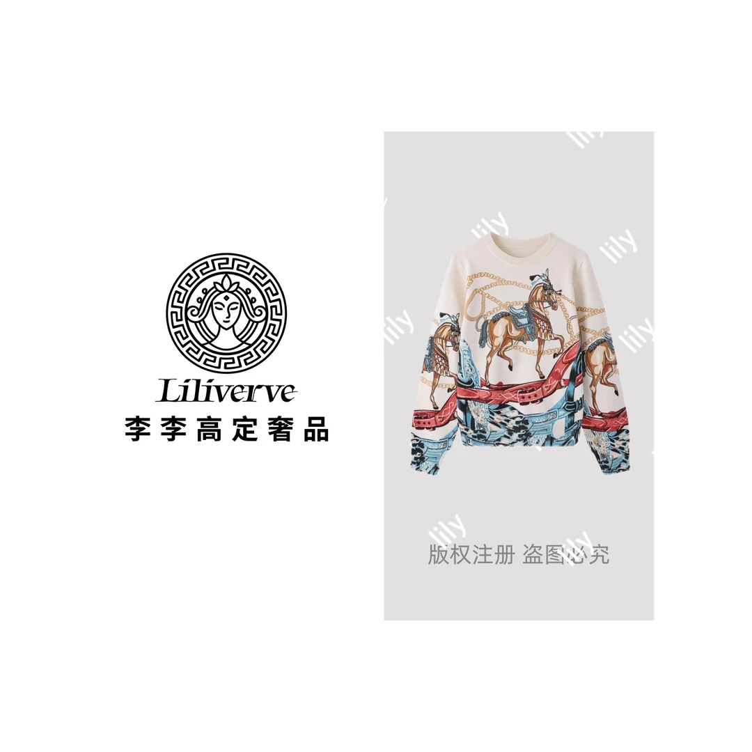 【李李高定】小马彩色印花潮流轻奢休闲套头衫869#