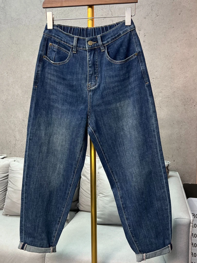 2025新款牛仔哈伦胖mm遮肉显瘦时尚百搭老爹裤1012宽松