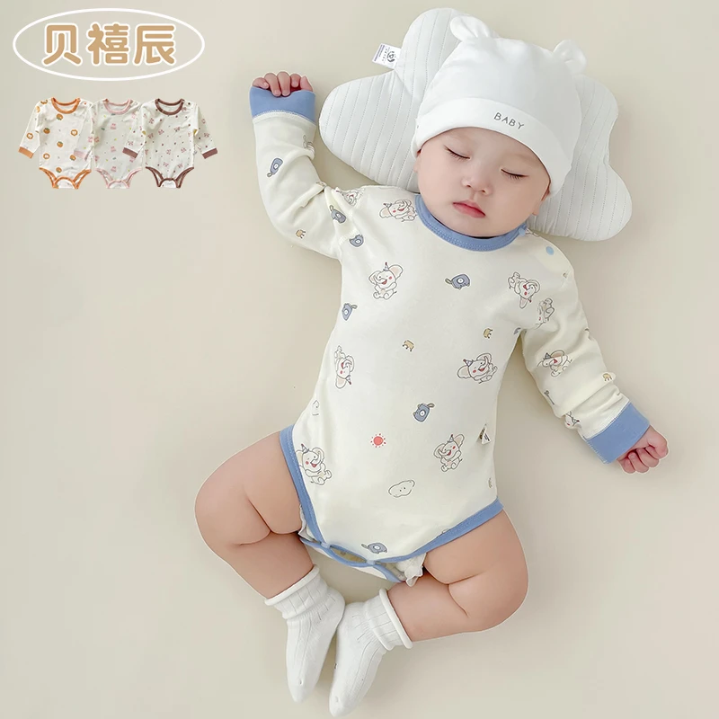 婴儿包屁衣春秋冬纯棉打底三角哈衣保暖内搭宝宝衣服婴幼儿连体衣