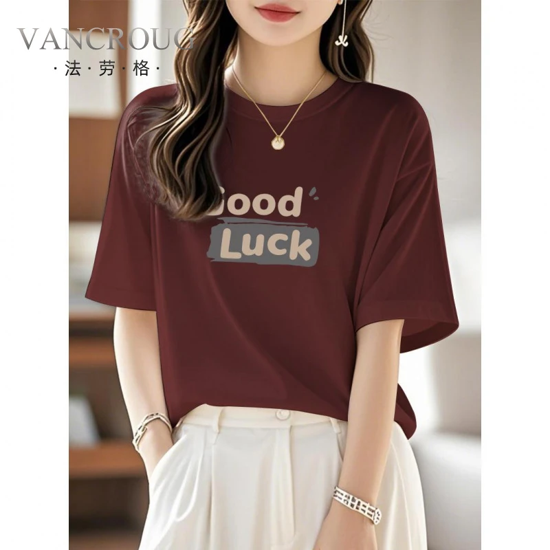 法劳格高品质韩系棉短袖t恤女2025夏季时尚宽松老钱风松弛感女