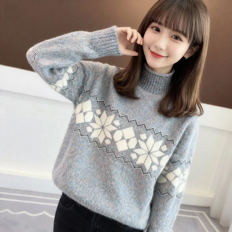 半高领毛衣女大童韩版秋冬12-15岁初中学生13少女孩针织打底衫