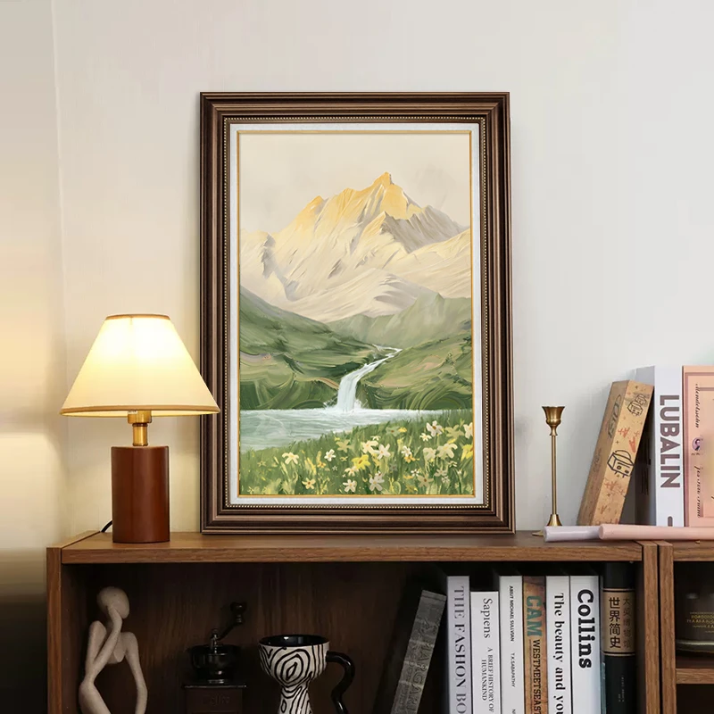 玄关装饰画高级感美式山水画玄关装饰画复古油画客厅挂画高档壁画