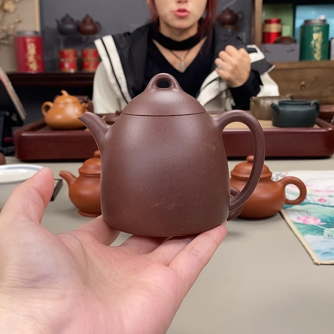 茶壶紫砂天青秦权半手220cc