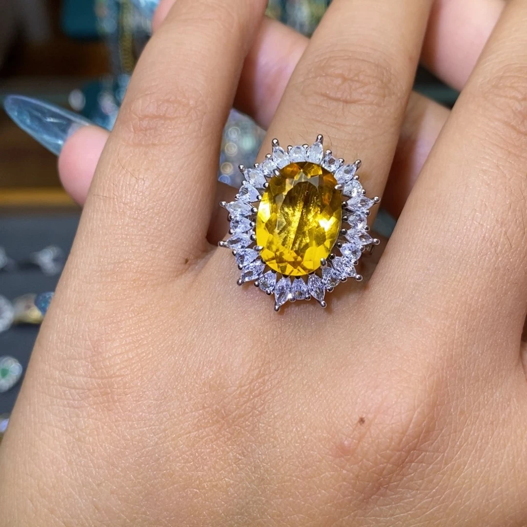 黄晶戒指银S925镶嵌67788