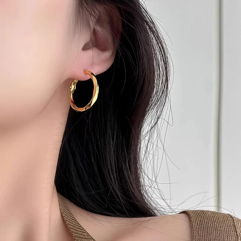 铜合金耳饰 简约金属圈圈耳圈冷淡风高级感耳环几何气质素圈耳扣