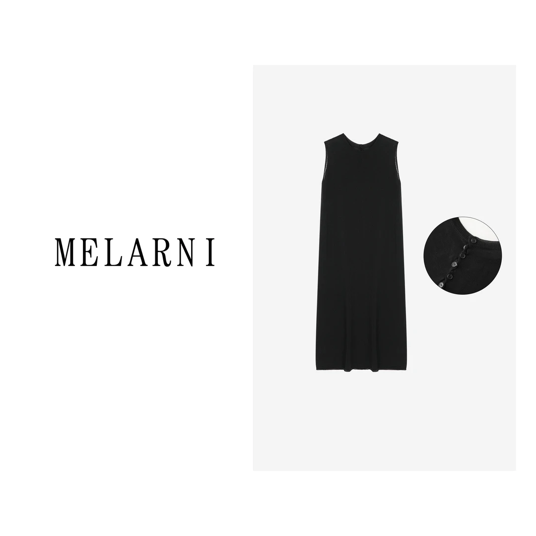 【MELARNI】微胖女气质时尚休闲百搭打底无袖连衣裙MLN11903