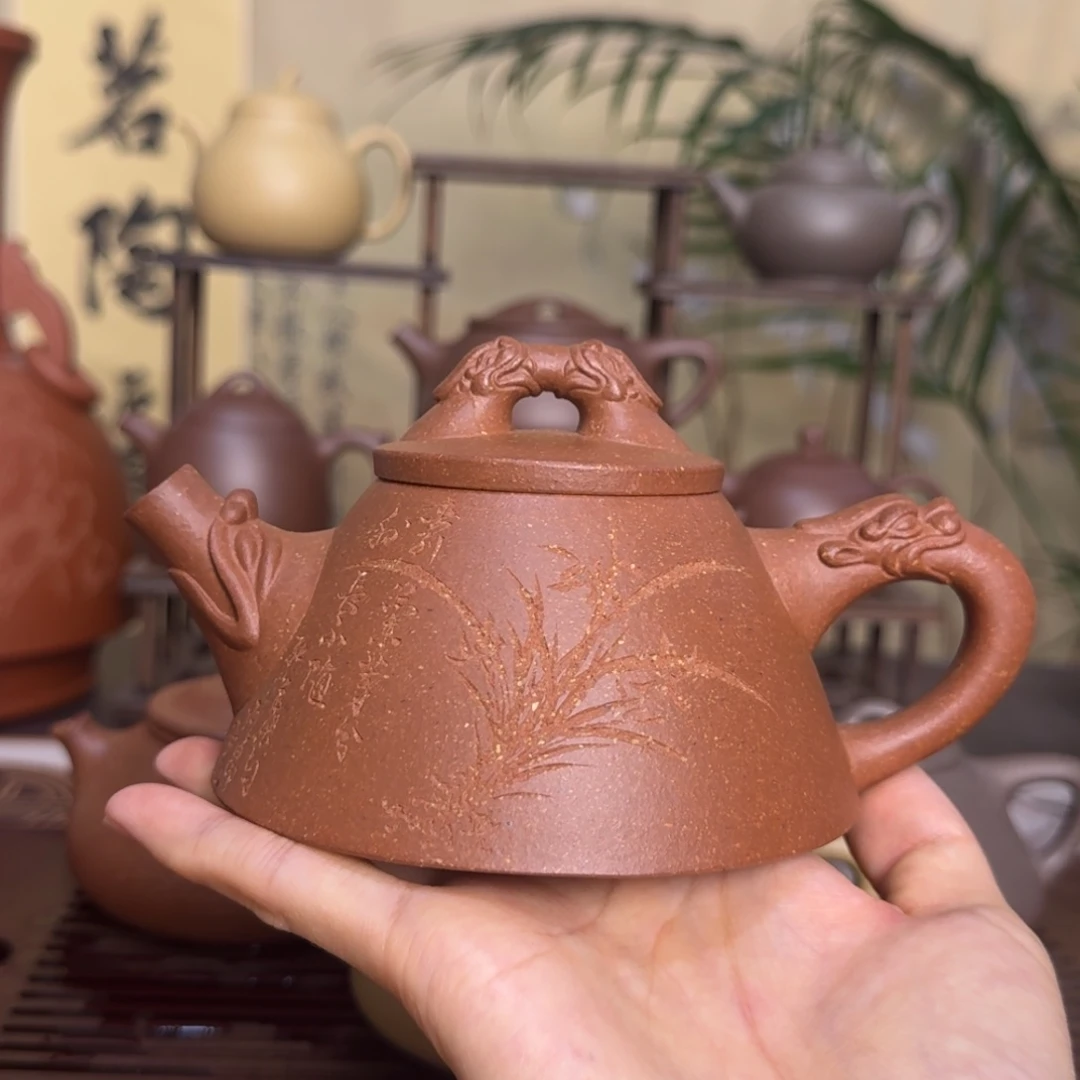 茶壶紫砂逍***哥原矿红降坡霸王石瓢